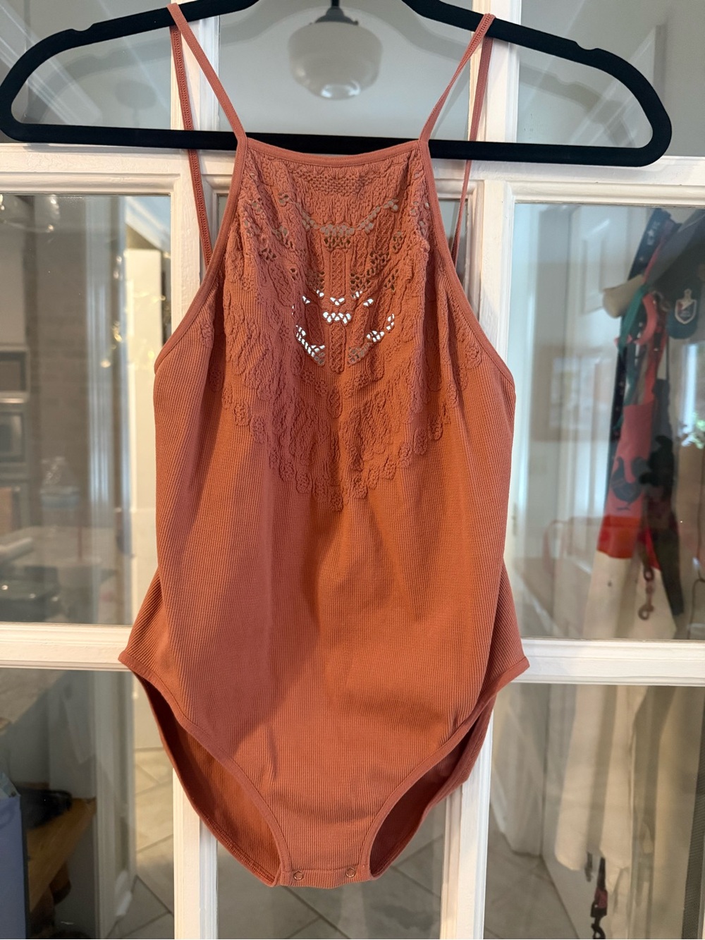 Intimately Free People Rust Lace-Detail Tank Bodysuit